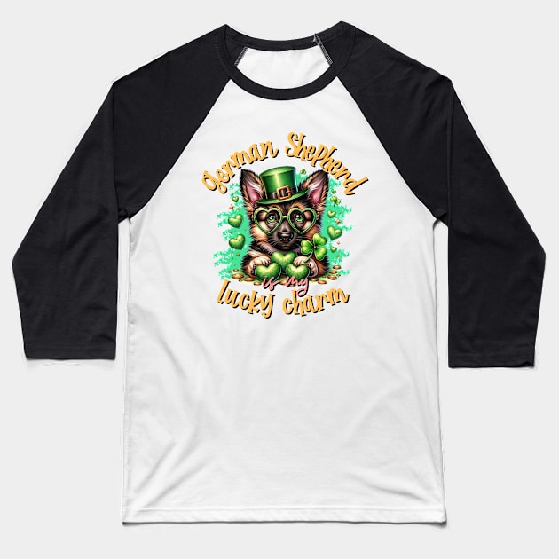 Charming Pup: German Shepherd St. Paddy's Delight Baseball T-Shirt by zsay